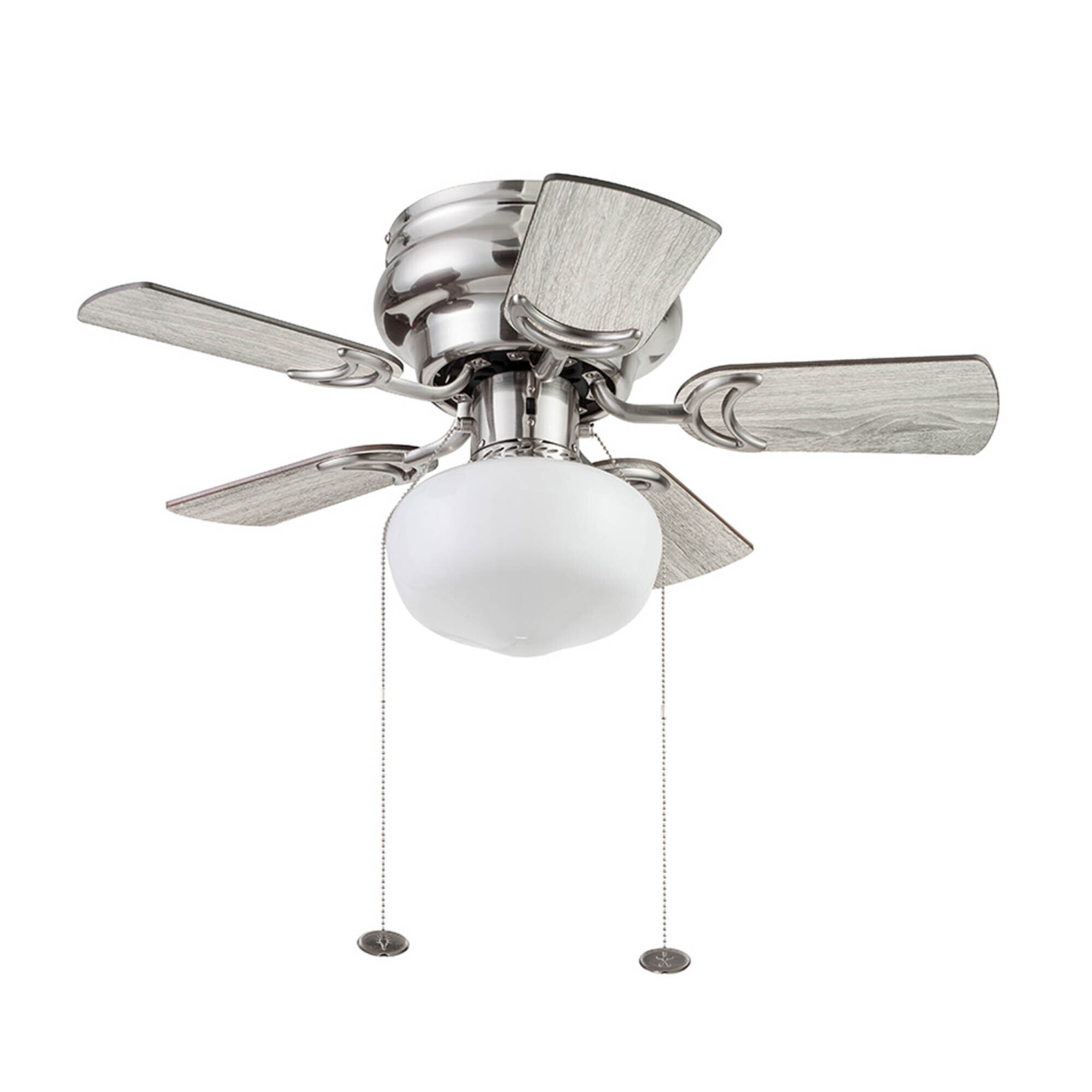 Prominence Home, 28in. Hero Small Ceiling Fan Light Brushed Nickel, Fan Diameter 28 in, Fan Blade Span 0-39 Air Delivery 1437 cfm, Model# 51656